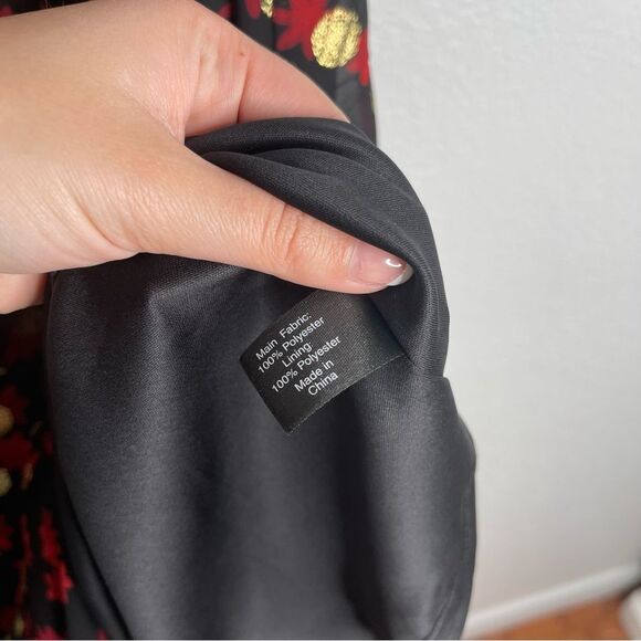 Lane Bryant Black Red Floral Metallic Short Sleeve Dress Size 22 - Picture 6 of 7